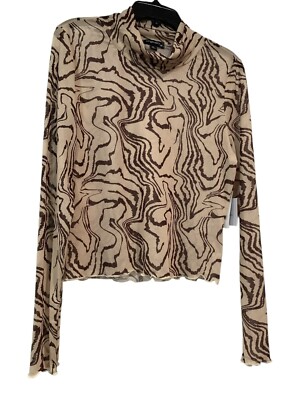 NWT Originality La La Land Creative Co. Sand Zebra Print Long Sleeve Mesh Top M-image