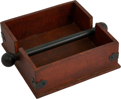 Creative Co-Op Square Wood Napkin Holder with Metal Bar Brown -image