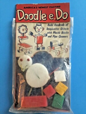 VTG 1950 ROSEBUD ART CO. NOS TOY CRAFT DOODLE E DO KIT NIP BUILDING USA IMAGINAT-image