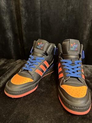 Adidas Men Forum Mid Black Orange Pink Blue Size 10-image