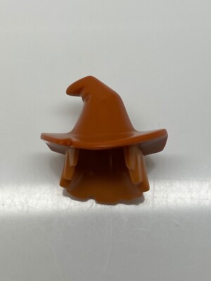 Lego Hat, Mid-Length Scraggly with Dark Orange Floppy Witch Hat  HP#68-image