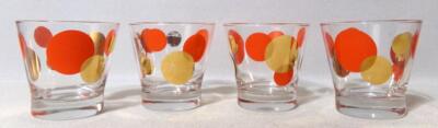 Mid Century Modern Culver? Orange Gold Polka Dot Rocks Glasses Glass Set-image