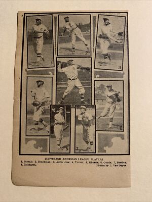 Cleveland Naps Addie Joss Bob Rhoads George Stovall 1908 Baseball 4X6 Picture-image