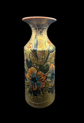Vintage 1960s Italian Polychromatic Delft Ceramic Vase Mid Century Italian Vase-image