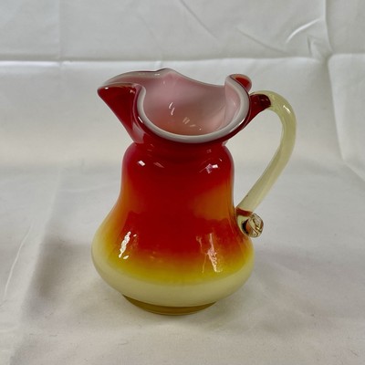 Cased Glass Pitcher Candy Corn Style Gradient Handblown MCM 4”-image