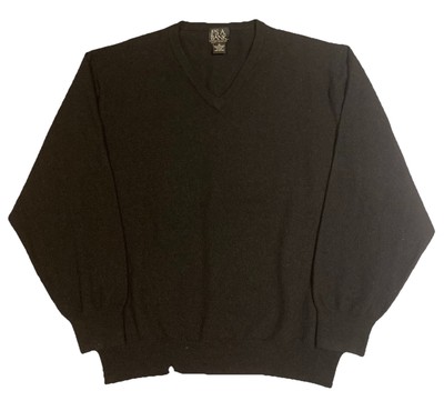 Jos S Bank Merino Wool V-Neck Pullover Sweater  Mens XL  Black  MINT!-image