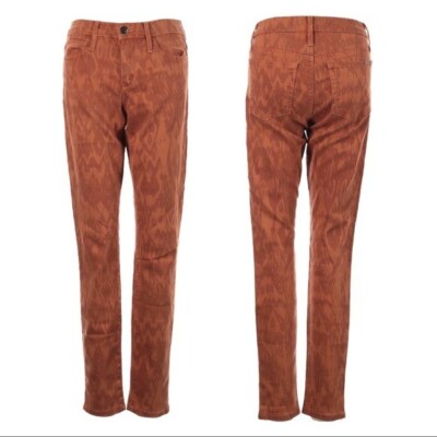 Joe’s Adobe Ikat High Water Burnt Orange Mid Rise Ankle Jeans Size 24-image