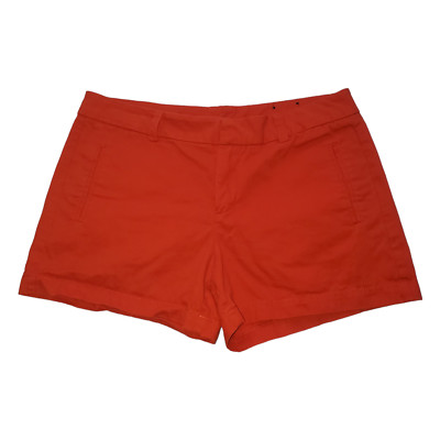 Stylus Hot Pants Bright Orange Cotton Woman Shorts Size 10 Mid-Rise-image