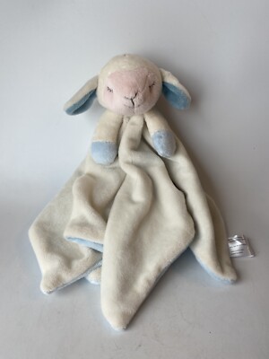Creative Co-op Lamb Baby securities Lovey Clutch Blanket Soft Cream Ivory Blue-image