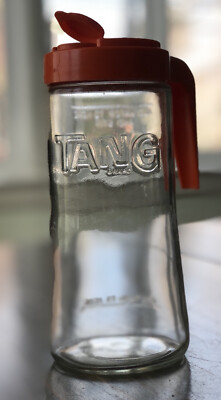 Vintage Glass Tang Pitcher CLEAN w/ original Orange Lid Retro Mid-Century MCM-image