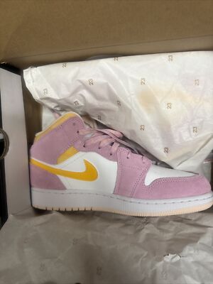 NEW Air Jordan 1 Mid SE Arctic Pink Tie Dye Orange (GS) DC9517-600 Size 7Y-image
