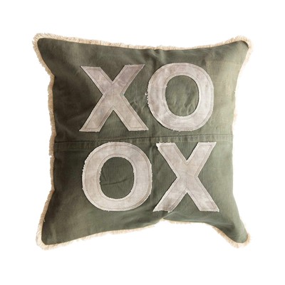 Recycled Cotton Canvas Pillow with Applique 