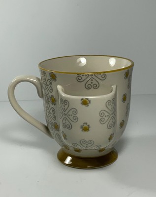 Creative Co-Op Floral Ceramic Coffee Mug & Tea Bag holder 4.25 in.-image