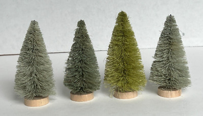 Creative Co-Op Set 4 Bottle Brush Trees Wood Base Greens 4