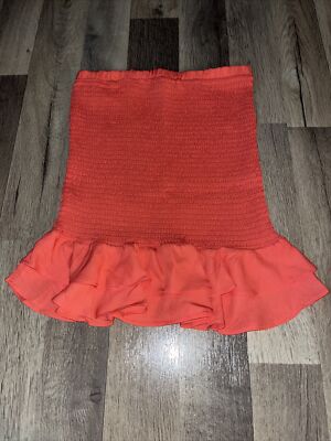 Favlux Skirt Womens Coral/Orange Ruffle Fitted, Size Small,  Worn Once-image