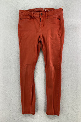 Calvin Klein Womens Size 2 Orange Mid Rise Ankle Skinny Denim Jeans-image