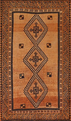 Vintage Geometric Rust/ Orange Lori Tribal Area Rug 4'x8' Wool Hand-knotted Rug-image
