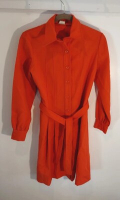 Fitted Spring Rain Jacket Overcoat Mid Length Vtg MCM Orange 13/14 Retro Groovy -image