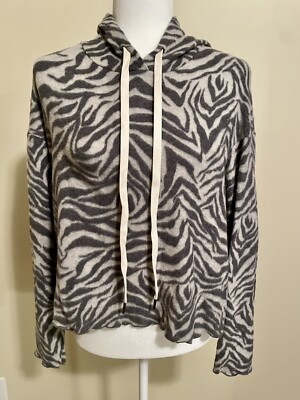 LaLa Land Creative Co. Women's Zebra Print Fleece Hoodie Size Medium New w Tags!-image