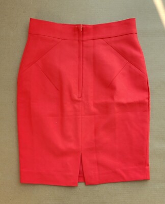 H&M Pencil Skirt Flattering Coral Orange Red Knee sz 4 EUC-image
