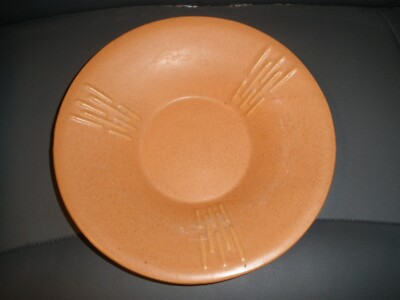 Brush-McCoy Pottery Bulrush Cattail Bowl-Orange Melon Color- MCM-image