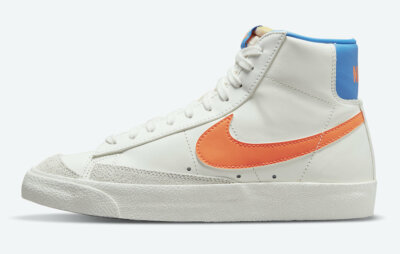 Women's Nike Blazer Mid '77 Sail Off White Total Orange Blue DQ4692-100 sz 5.5-image