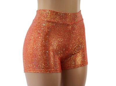 Orange/Red Sparkly Mid-Length Taylor Swift Shorts Handmade Size Large-image