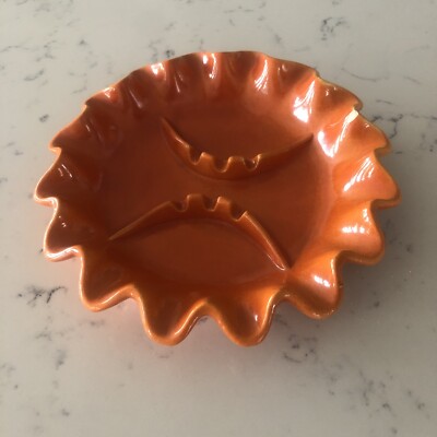 RED WING POTTERY ASH TRAY NUMBER 19 Orange Mid Century Vintage-image
