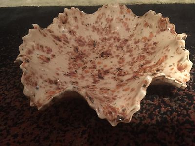 Speckled Dish- Decorative Ceramic Bowl with Pinched Edges- Mid Century Decor-image