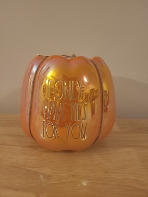 RAE DUNN Orange Iridescent Ceramic Pumpkin Planter I Only Have Pies For You 7 in-image