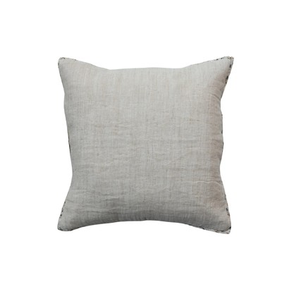 , Natural Patterned Edge Woven Cotton and Linen Pillow-image