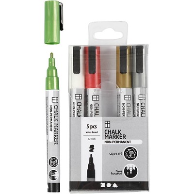 Creativ Company Chalk marker set - 5 felt tip pens - metallic colours - non-perm-image
