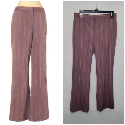 Etcetera Lilac Mauve Purple Orange Striped Mid Rise Dress Pants Size 4-image