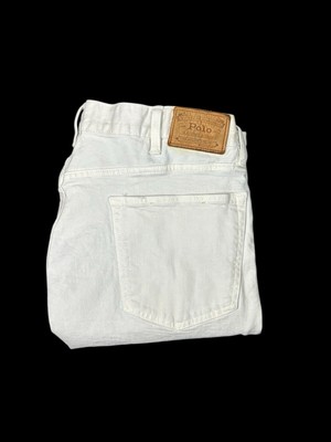 Polo Ralph Lauren Button Fly Jeans Men’s 38x32 White Stretch Sullivan Slim Fit-image