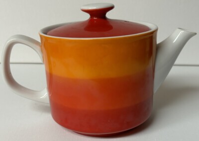 Vintage Holt Howard Teapot Orange & Red Stripes Mid-century Circa 1960’s-image
