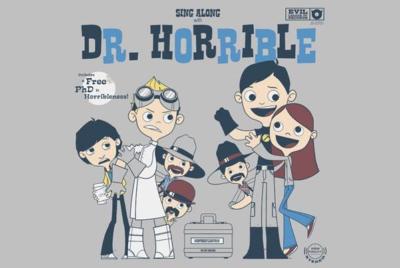 Doctor Horrible Joss Whedon Music Label Cartoon Satire Men Teefury Shirt NEW-image