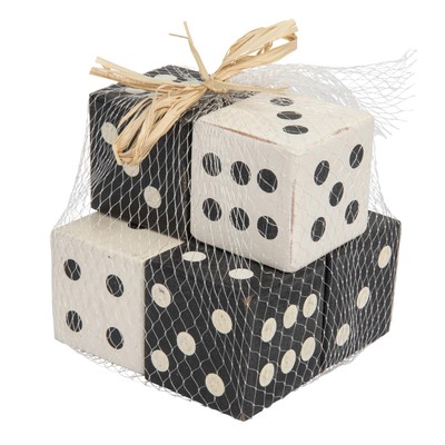 Creative Co-op DA0677 Decorative Mango Wood Dice (Set of 6 Pieces) , Black-image