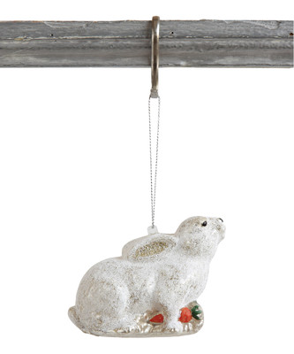 White Rabbit with Carrot Easter Ornament with Small Flaw by Creative Co-Op-image