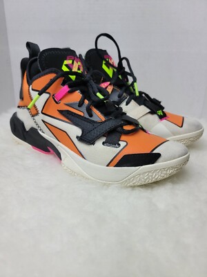 Nike Jordan Why Not Zero Mens Ivory Black Orange Fashion Sneakers Size 7-image