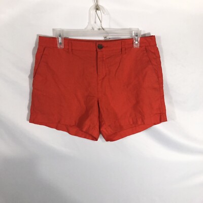 Old Navy Womens Size 8 Orange Mid-Rise Linen Blend Chino Shorts-image
