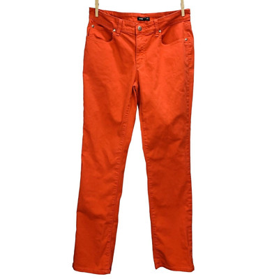 Eileen Fisher Women Slim Fit Jeans Reddish Orange Stretch Denim Mid Rise Size 4-image