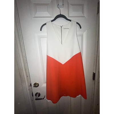 Alice + Olivia Maya colorblock orange white cut out trapeze mini dress medium -image
