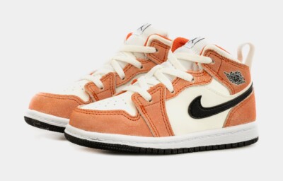 NIKE Air Jordan 1 Mid SE Toddler Orange Suede Sneaker-image