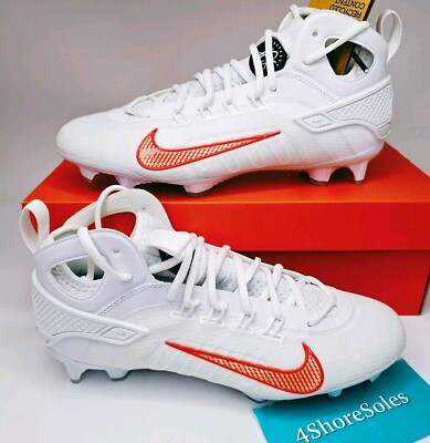 Nike Men's 8.5 Huarache 9 Elite Mid LAX Lacrosse Cleats White Orange FV6146-102-image