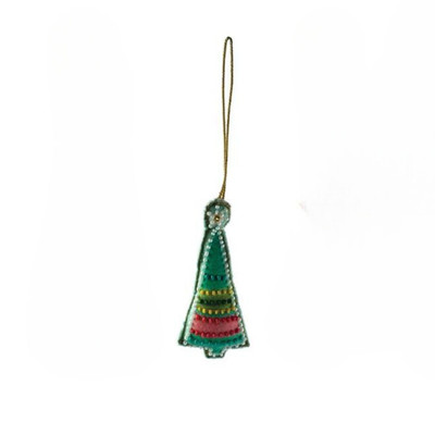 Creative Co-op Skinny Horizontal Beaded Christmas Tree Ornament Bauble-image