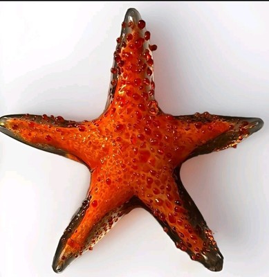 Vintage Starfish Orange Crystal Glass Paperweight Tabletop Art Decor -image