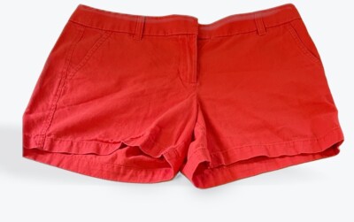 J. Crew 100% Cotton Flat Front Chino Shorts Bright Red-Orange Size 8-image