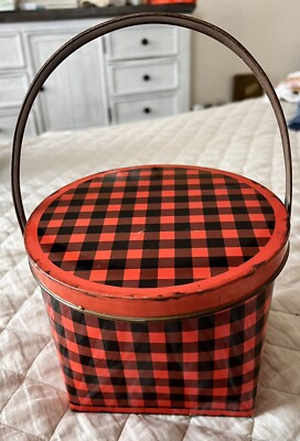 Creative Co-op Checkered Halloween Metal Bucket -image