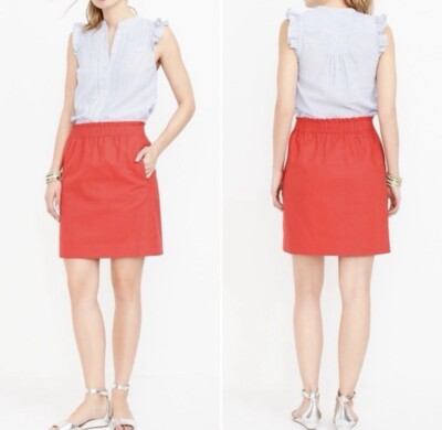 J. Crew Elastic Waist Mini Skirt Orange Size 6-image