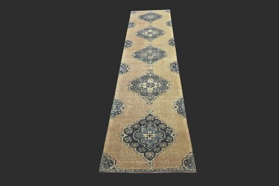 Vintage 2x9 Turkish Oushak Runner Rug Handmade Anatolian Boho Kilim ORANGE-image